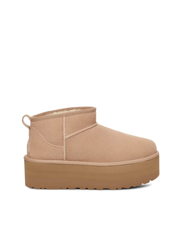 Ugg Stivali Con Plateau Classic Ultra Mini Donna Beige