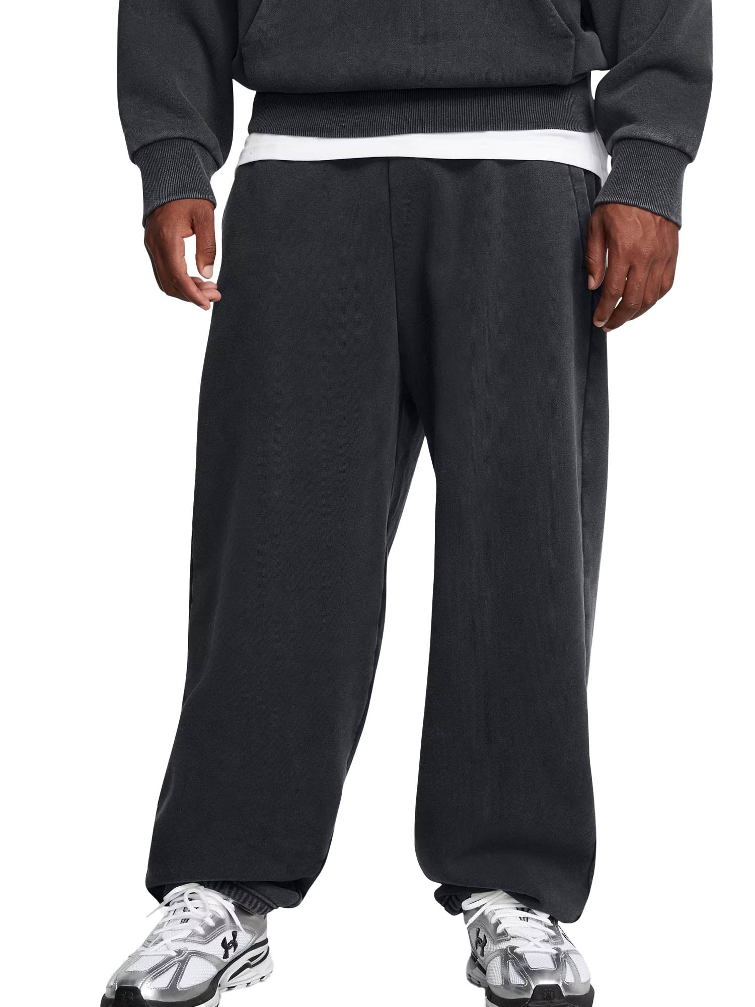 Under Armour Pantaloni oversize UA Icon Heavyweight Fleece Wash Nero