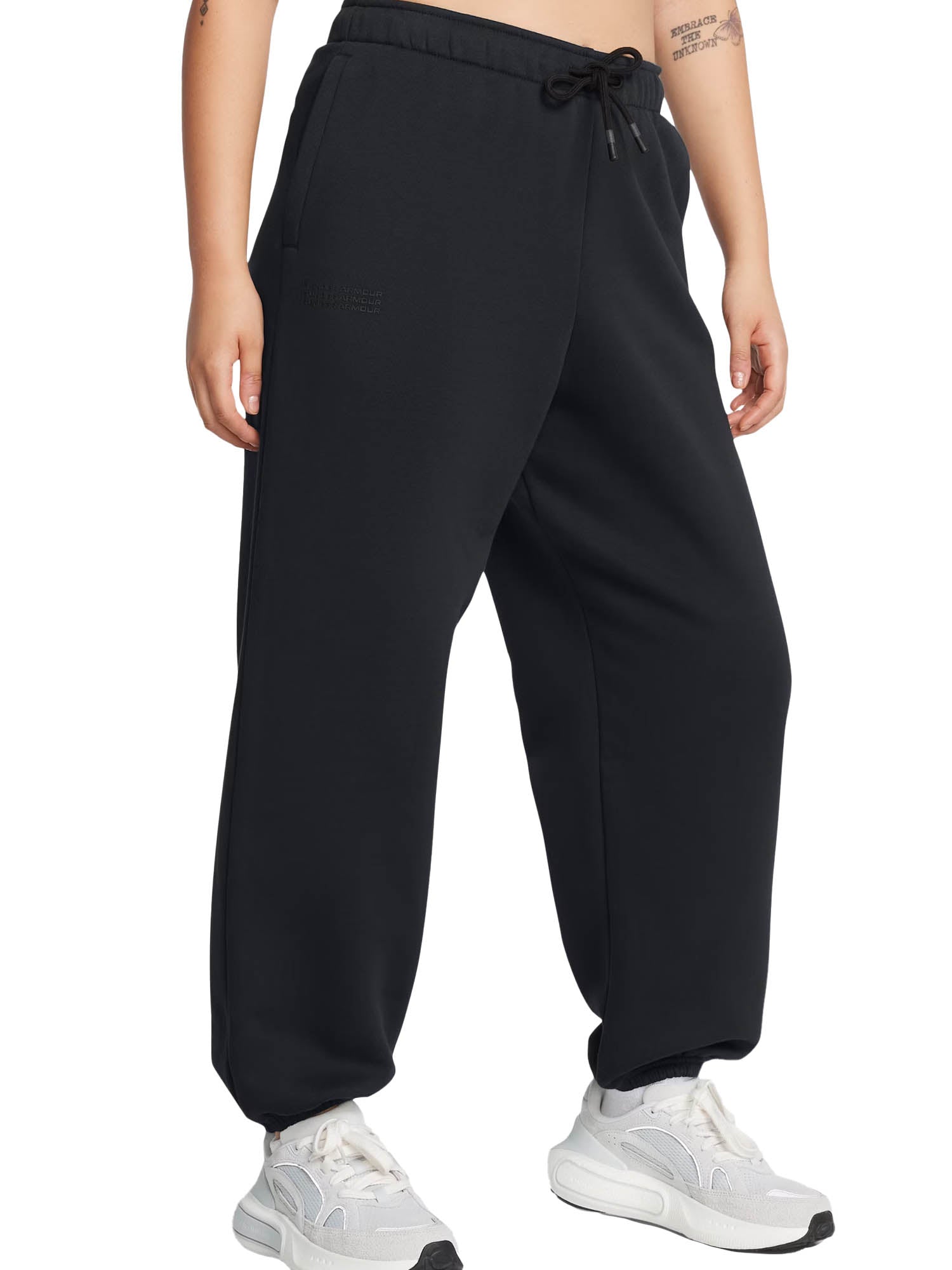 Under Armour Pantaloni UA Icon Fleece Oversized Wordmark Nero