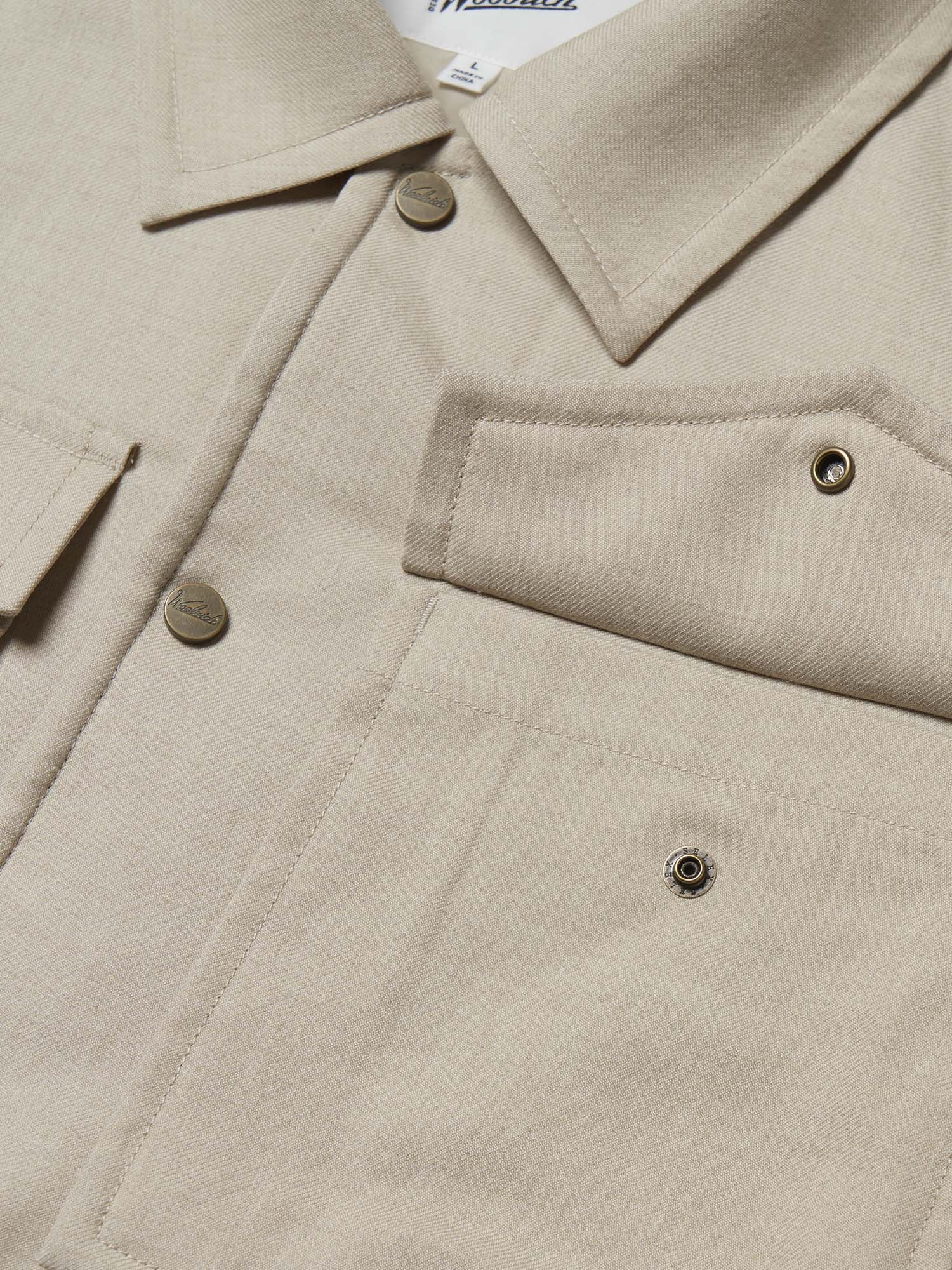 Woolrich Camicia Cruzer In Gabardina Di Lana Bianco