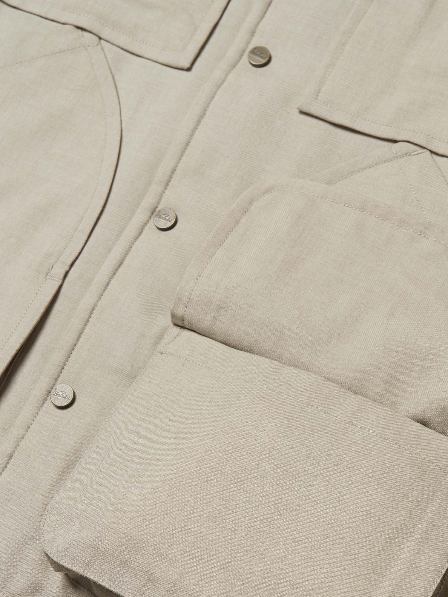 Woolrich Camicia Cruzer In Gabardina Di Lana Bianco