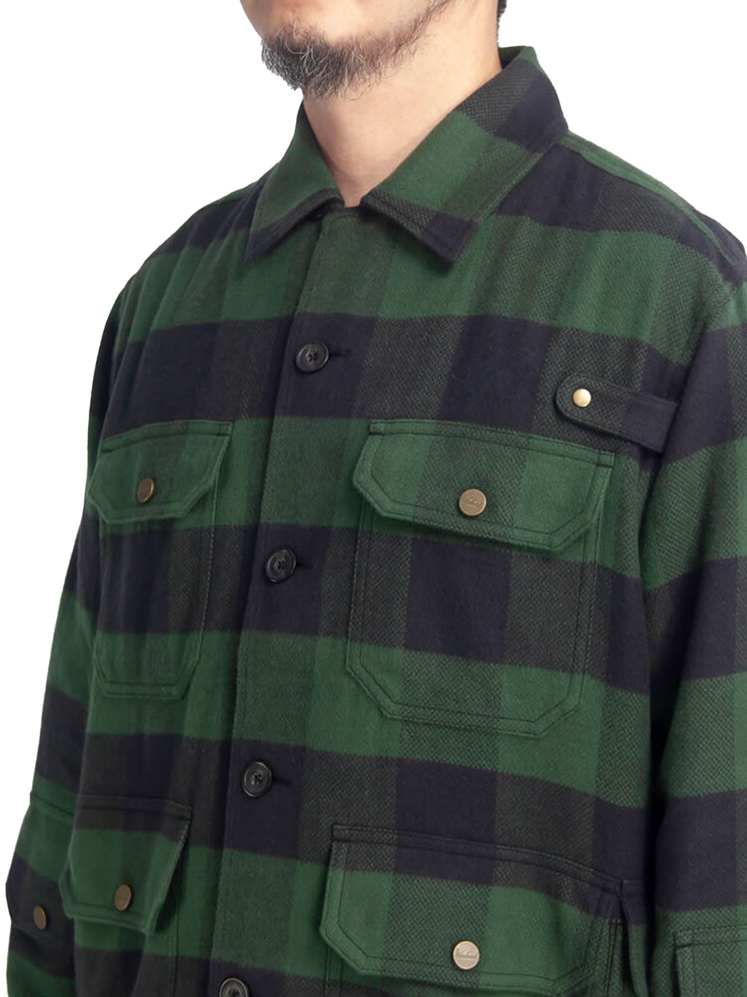 Woolrich Giacca da pesca Coach Buffalo Check da uomo Verde