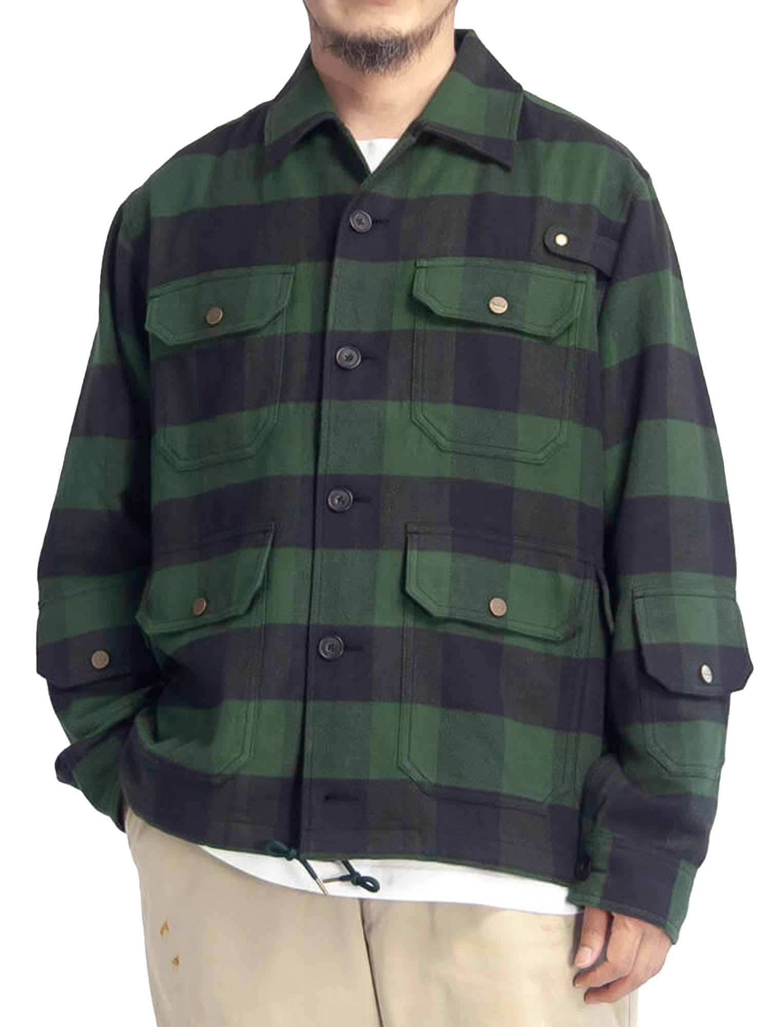 Woolrich Giacca da pesca Coach Buffalo Check da uomo Verde